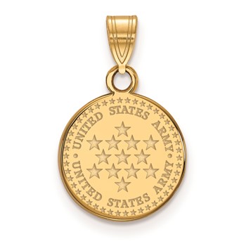 Sterling Silver Gold-plated Small United States Army Disc Pendant