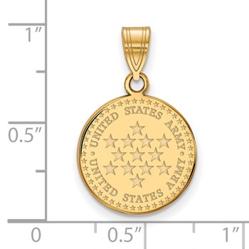 Sterling Silver Gold-plated Medium United States Army Disc Pendant — alternate view