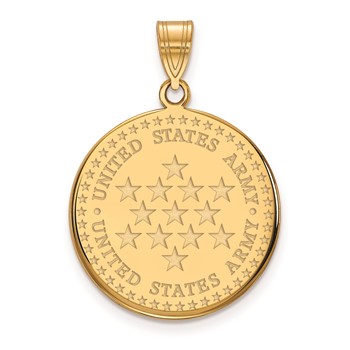Sterling Silver Gold-plated Large United States Army Disc Pendant