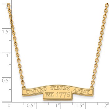 Sterling Silver Gold-plated United States Army Small Bar Necklace — alternate view
