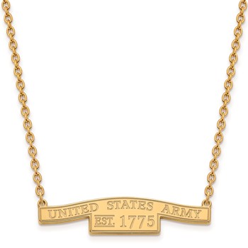 Sterling Silver Gold-plated United States Army Small Bar Necklace