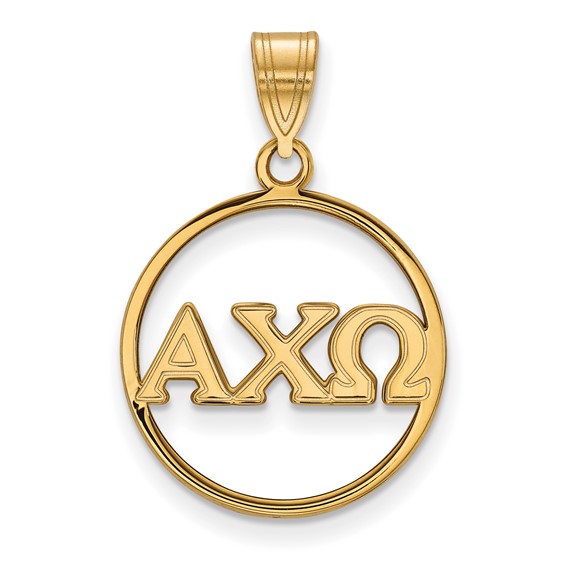 Sterling Silver Gold plated LogoArt Alpha Chi Omega Sorority Greek