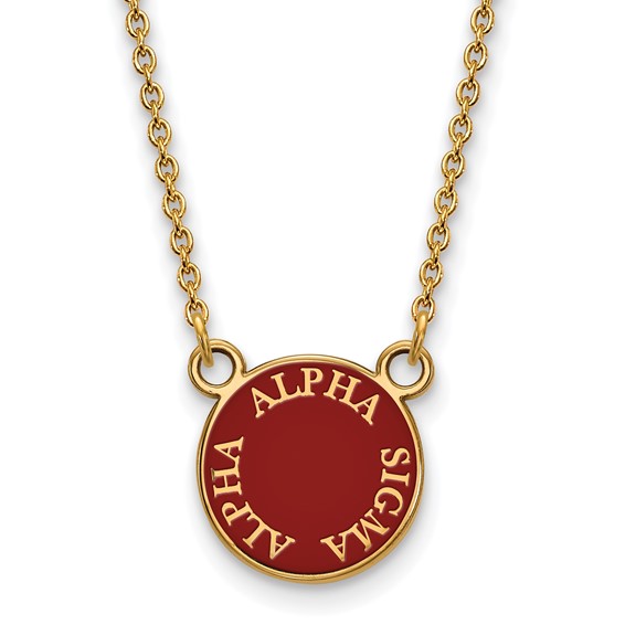 Sterling Silver Gold-pltd LogoArt Alpha Sigma Alpha Sm Enamel Necklace -  Quality Gold Canada
