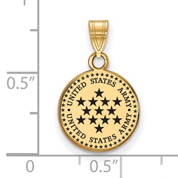 Sterling Silver Gold-plated Small United States Army Enameled Pendant — alternate view