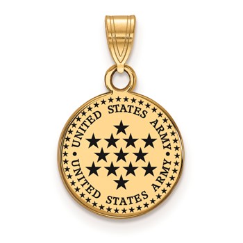 Sterling Silver Gold-plated Small United States Army Enameled Pendant
