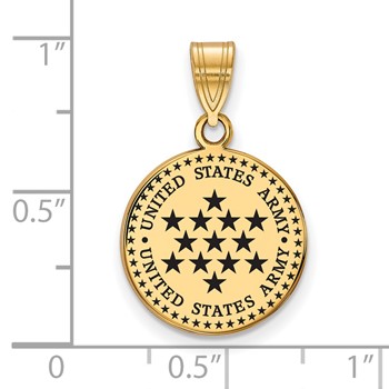 Sterling Silver Gold-plated Medium United States Army Enameled Pendant — alternate view