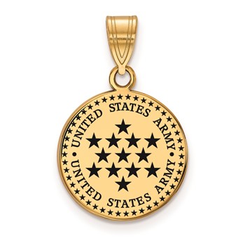Sterling Silver Gold-plated Medium United States Army Enameled Pendant