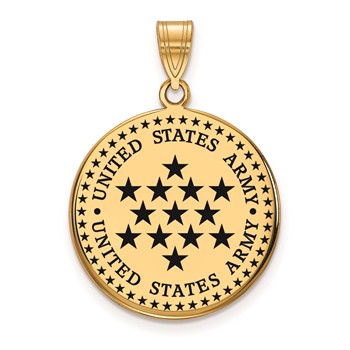 Sterling Silver Gold-plated Large United States Army Enameled Pendant