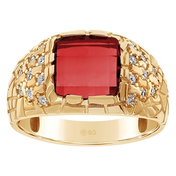 GTS GARNET & DIAMOND NUGGET RING (.4MM WALL THICKNESS)