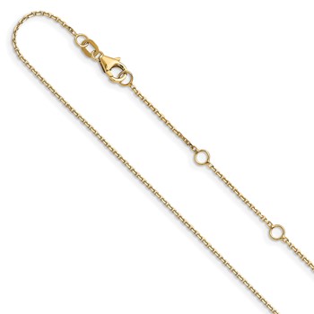 Leslie's 10k Yellow Gold 1.05mm D/C Cable 2in+2in Adjustable Chain