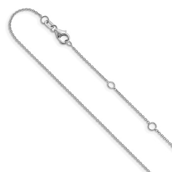 Leslie's 10k White Gold 1.1mm Round Cable 1in+1in Adjustable Chain