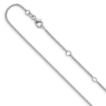Leslie's 10k White Gold 1.4mm Round Cable 1in+1in Adjustable Chain