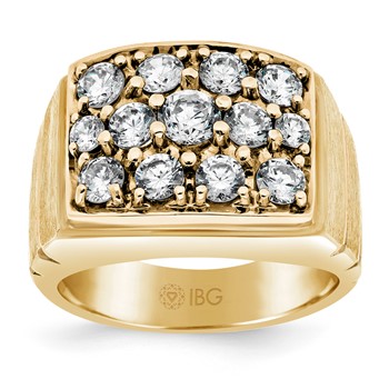 10k Men's Polished Satin & Grooved Cluster Ring Mounting