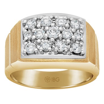 14k Two-tone IBGoodmon1ct tw Diamond Cluster Ring w/Satin Finish Mounting