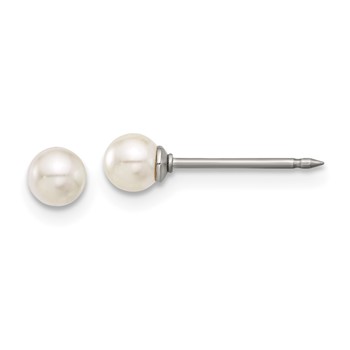 Inverness Titanium 4mm Glass Pearl Post Piercing Earrings