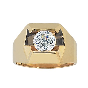 Men's Yellow Gold Solitaire Ring for 1.33 to 2.25ct Round Center Mounting