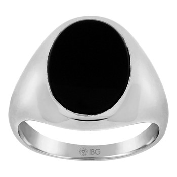 Men's SS Onyx Ring with SE Finish on sides