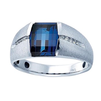 Men's Yellow Gold Created Sapphire and Diamond Ring Mounting