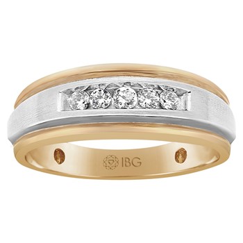 Men's Two-tone 1/4ct tw Diamond Wedding Band with Soft Satin Finish Mountin