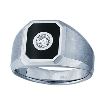 Men's White Gold Black Enamel .10ct Diamond Solitaire Ring Mounting
