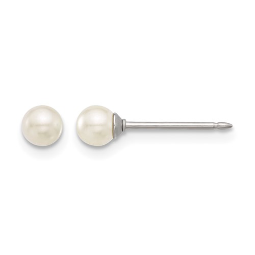 Inverness Stainless Steel 4mm Glass Pearl Post Earrings