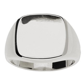 SILVER CUSHION SIGNET RING 16X16 ALL BRIGHT