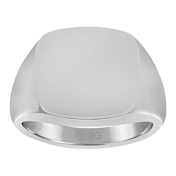 SS 16mm x 16mm cushion face signet ring.