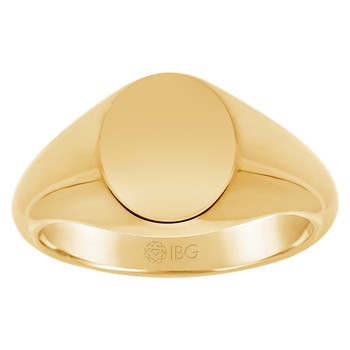 YELLOW GOLD OVAL SIGNET RING 12X10 Polished Top