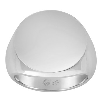 14kw 20mm round face signet ring.