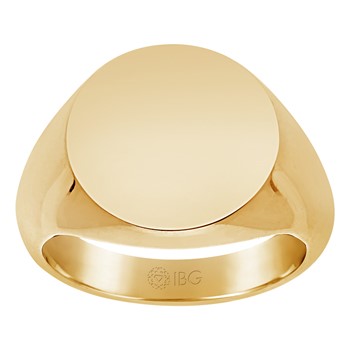 10ky 16mm round face signet ring.