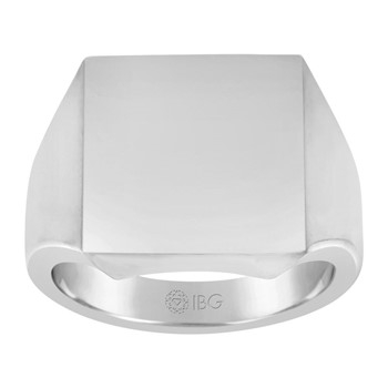 14k White Gold 18x18mm Square Face Signet Ring