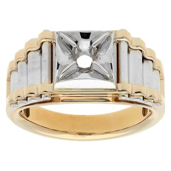 IBGoodman 14k Two-tone Men's Polished and Ribbed Ring Mounting