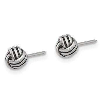 Inverness Stainless Steel Antiqued Love Knot Post Piercing Earrings — alternate view