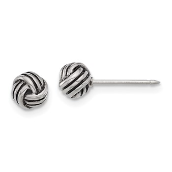 Inverness Stainless Steel Antiqued Love Knot Post Piercing Earrings