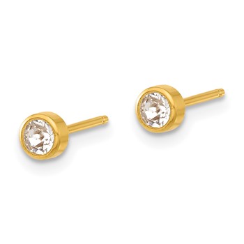 Inverness 14K Polished 4mm Crystal Bezel Post Piercing Earrings — alternate view