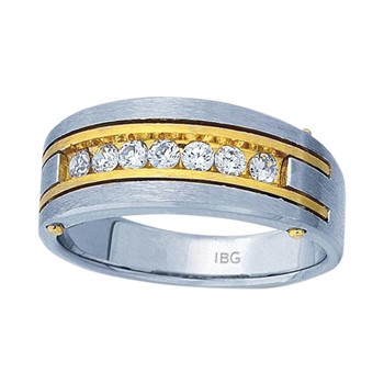 IBGoodman 10k Two-tone Men's Polished and Satin 7-Stone Ring Mounting
