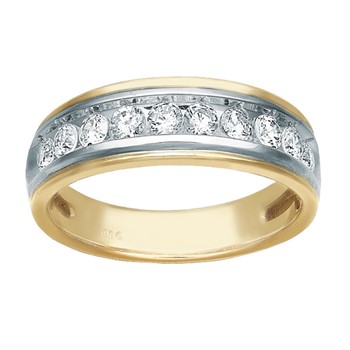 Men's Two-tone 1ctw Diamond Wedding Band with Soft Satin Finish Mounting