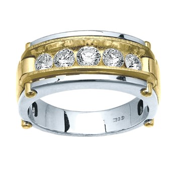 Men's Two-tone 1ct tw Diamond Wedding Band with Satin Finish Accent Mountin