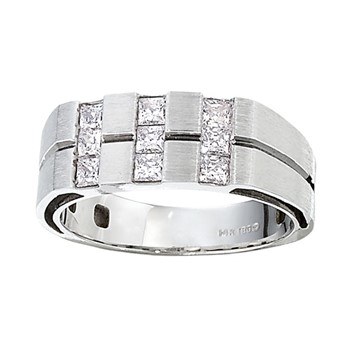 Men's White Gold .90ct tw PrincessCut Diamond Ring with Satin Finish Mounti