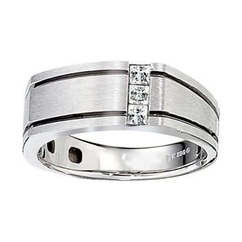 10k Men's White Gold Prince-Cut Diamond Band Mounting