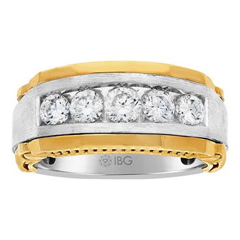 Men's Two-tone 1ct tw Diamond Band with Soft Satin Finish Mounting