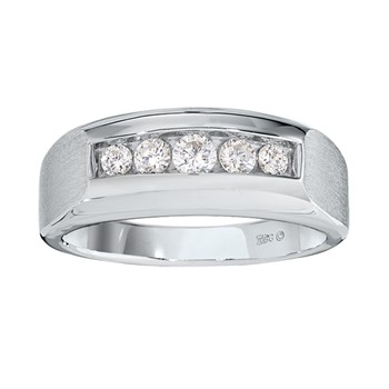 Men's White Gold 1/2ct tw Diamond Band with Soft Satin Finished Mounting