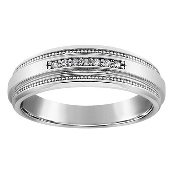 14kw Men's White Gold Diamond Band with Millgrain Mounting