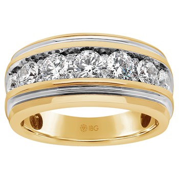 14k IBGoodman Men's Polished and Grooved Ring Mounting