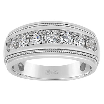 14k White Gold IBGoodman Men's Polished and Milgrain Ring Mounting