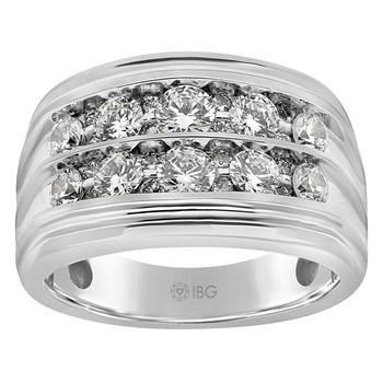 IBGoodman 10k White Gold Men's Polished and Grooved 2-Row Ring Mounting