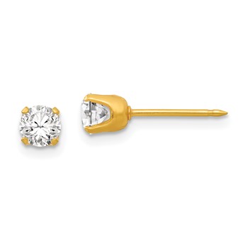 Inverness 14k 4.25mm CZ Post Piercing Earrings