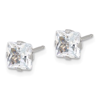 Inverness Stainless Steel 6mm Square CZ Post Piercing Earrings — alternate view