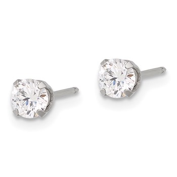 Inverness Stainless Steel 4mm CZ Post Piercing Earrings — alternate view
