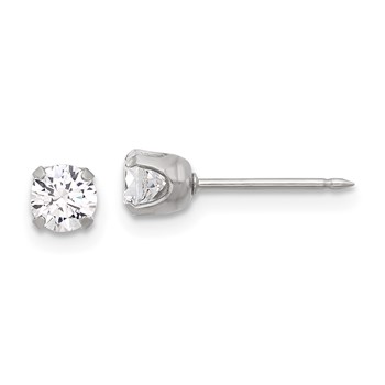 Inverness Stainless Steel 4mm CZ Post Piercing Earrings